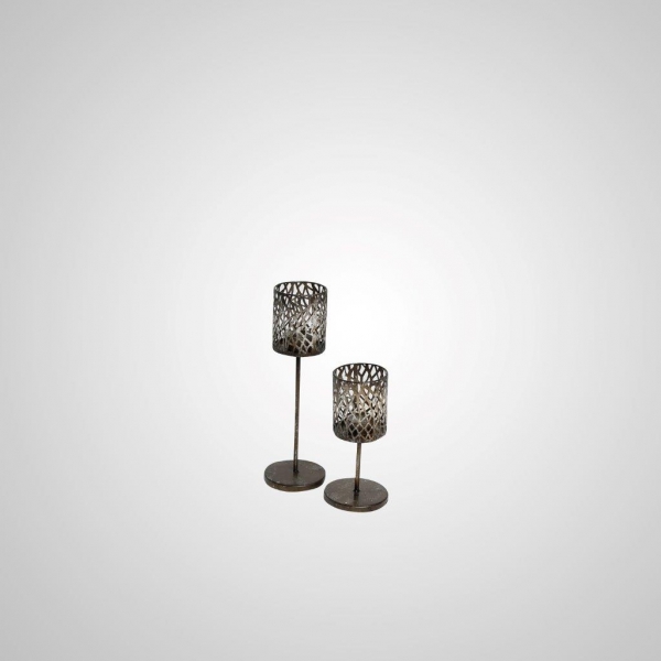 CEN-45 Mesh Candle Stand Duo (Silver)