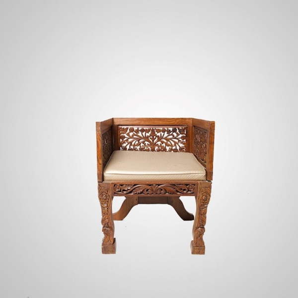 CHR-1 Carved Moroccan Floral Chair (Brown)