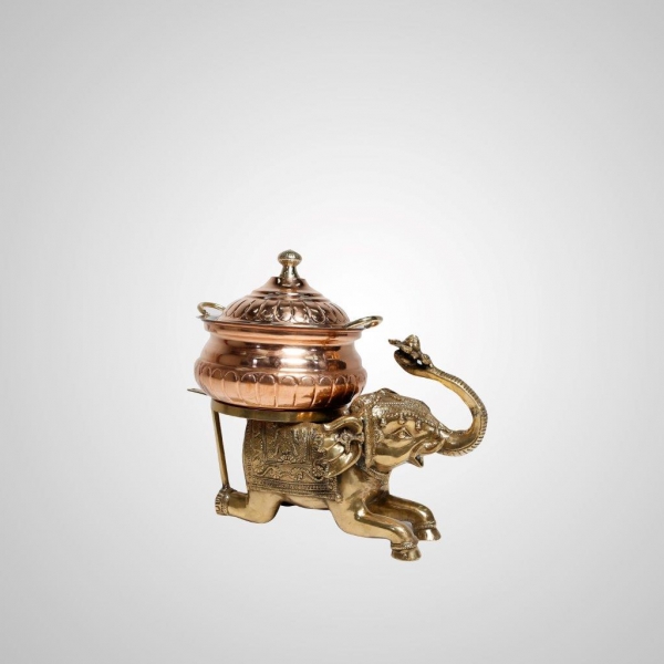 SAC-9 Copper Chaffing Dish with Elephant Vessel (Brass)