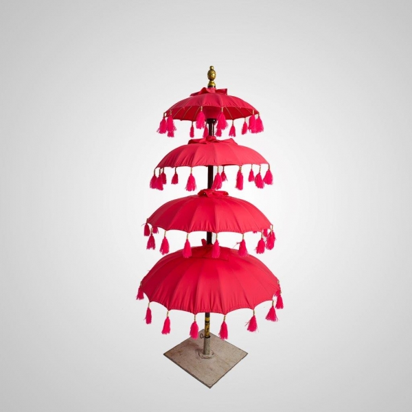 UMB-1 Tiered Tassel Umbrella (Fuchsia)